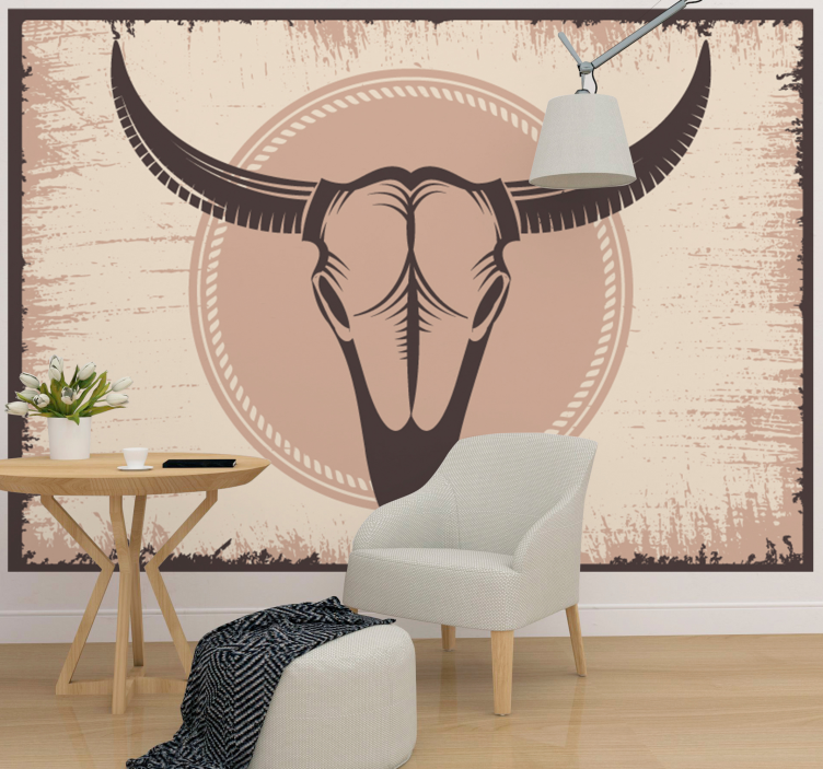 Fotobehang woonkamer buffalo skulldesign - TenStickers