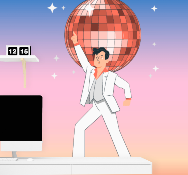 Dansende man disco fotobehang muziek - TenStickers