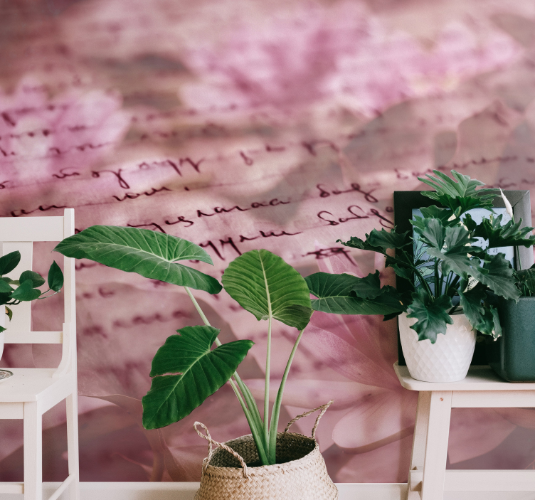 Delicaat bloemenschrift fotobehang bloemen - TenStickers