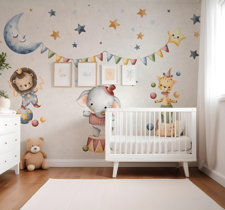 Dromerig circus babykamer fotobehang - TenStickers