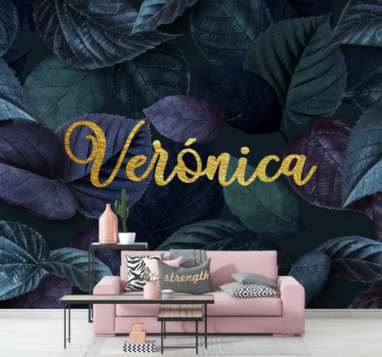 Elegant bladpatroon fotobehang bloemen - TenStickers