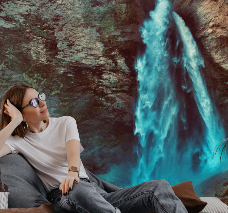 Foto behang bergen grand waterval perspectief - TenStickers