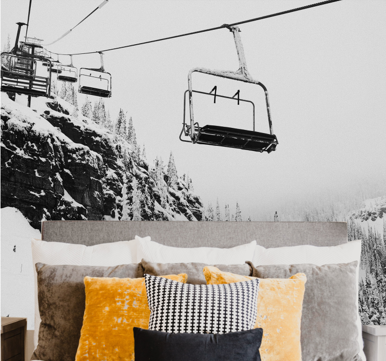 Foto behang bergen ski lift reis - TenStickers