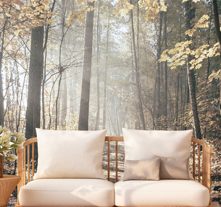Foto behang bos serene herfstpad - TenStickers