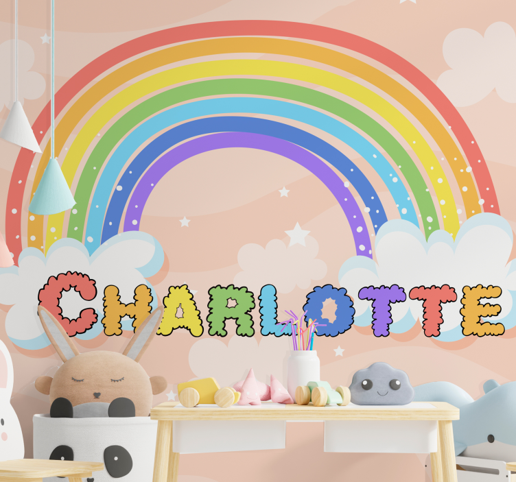 Foto behang kinderkamer gepersonaliseerd regenboogthema - TenStickers
