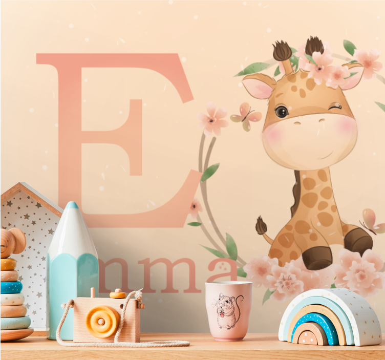 Foto behang kinderkamer schattig giraffe ontwerp - TenStickers