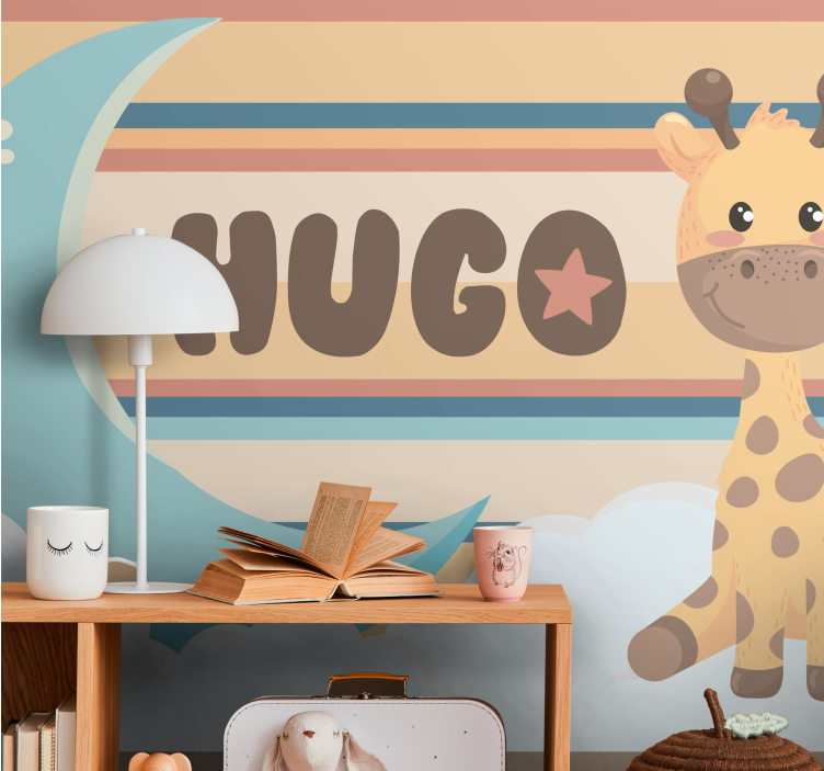 Foto behang kinderkamer schattige giraffe illustratie - TenStickers
