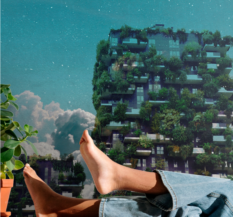 Foto behang natuur groene verticale tuin - TenStickers