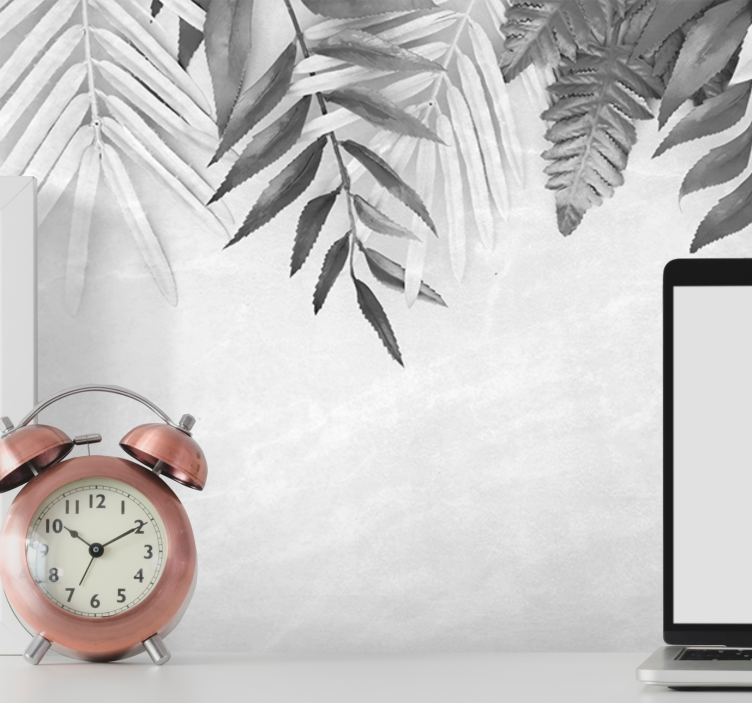 Foto behang natuur monochrome bladpatronen - TenStickers