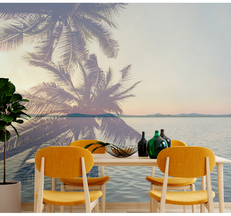 Foto behang natuur serene palm silhouet - TenStickers