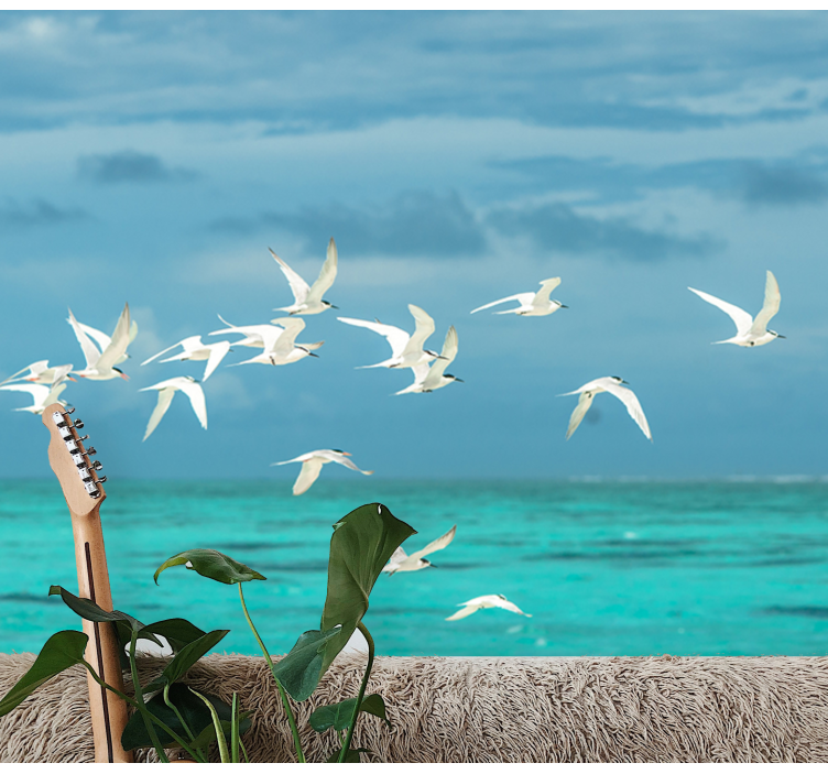 Foto behang natuur vliegende vogels landschap - TenStickers