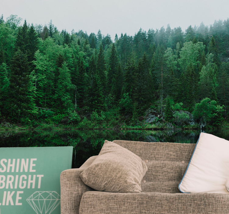 Foto behang natuur vredige bosreflectie - TenStickers