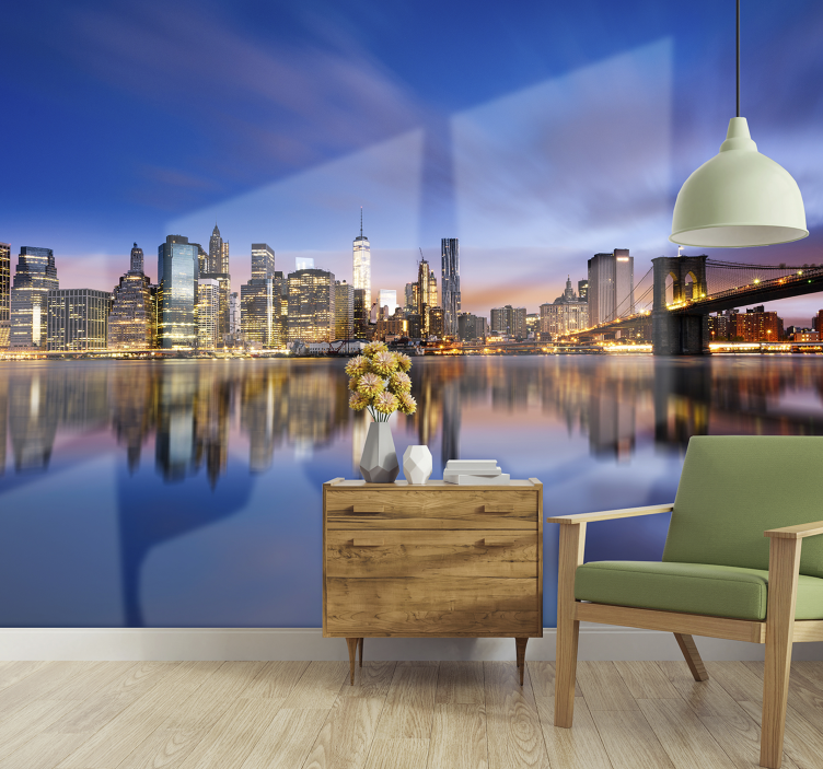 Foto behang new york skyline reflectie - TenStickers