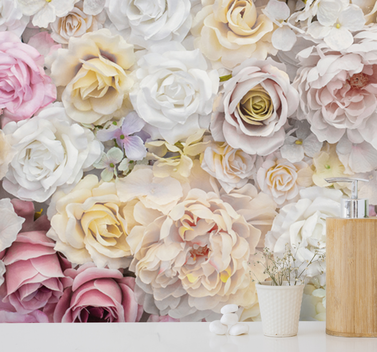 Fotobehang bloemen elegante rozencompositie - TenStickers