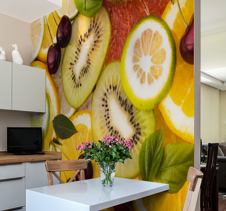 Fotobehang bloemen gesneden citrusmix - TenStickers