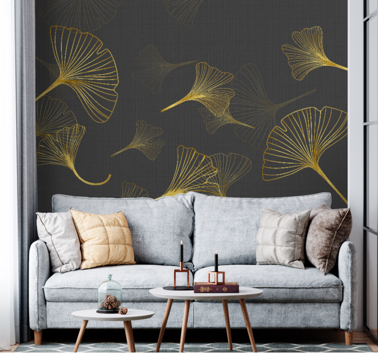 Fotobehang bloemen ginkgo-bladmotief - TenStickers