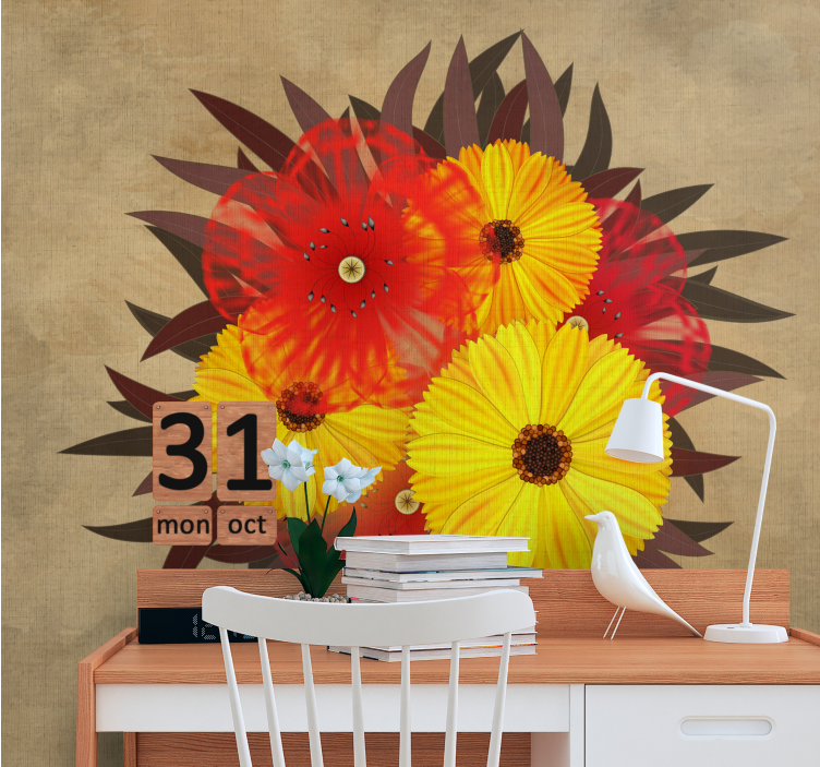 Fotobehang bloemen levendige bloesem arrangement - TenStickers