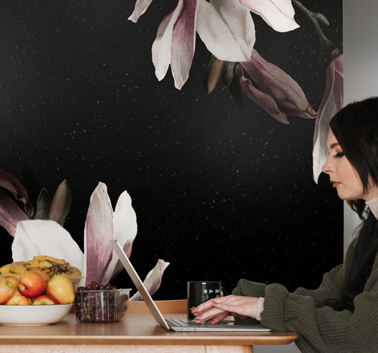 Fotobehang bloemen magnolia bloemenpatroon - TenStickers