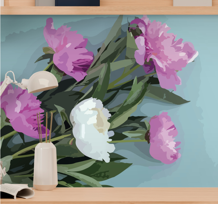 Fotobehang bloemen pioenrozenarrangement - TenStickers