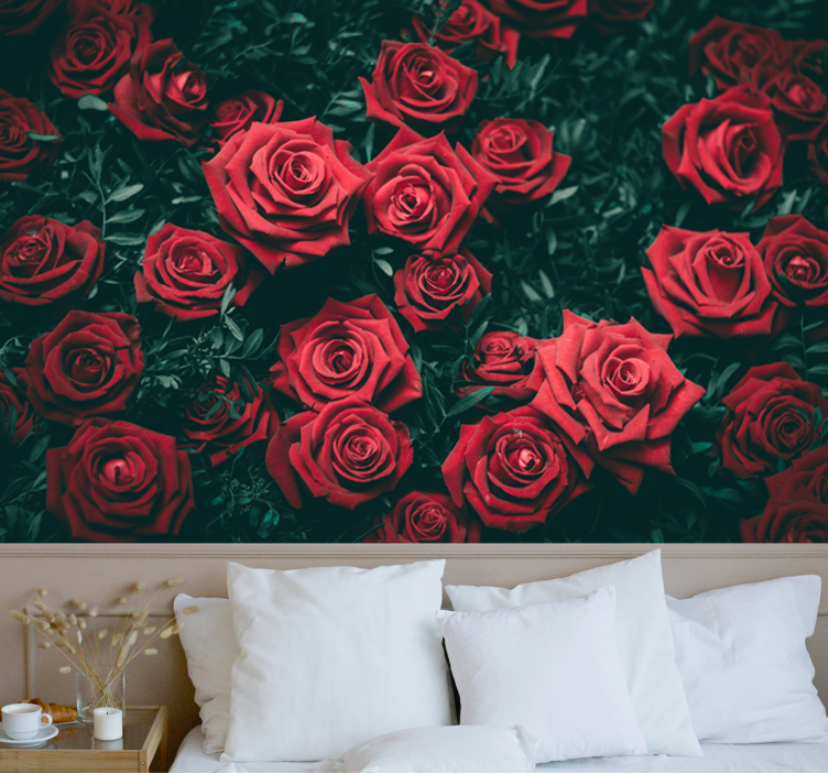 Fotobehang bloemen romantische rode rozen - TenStickers