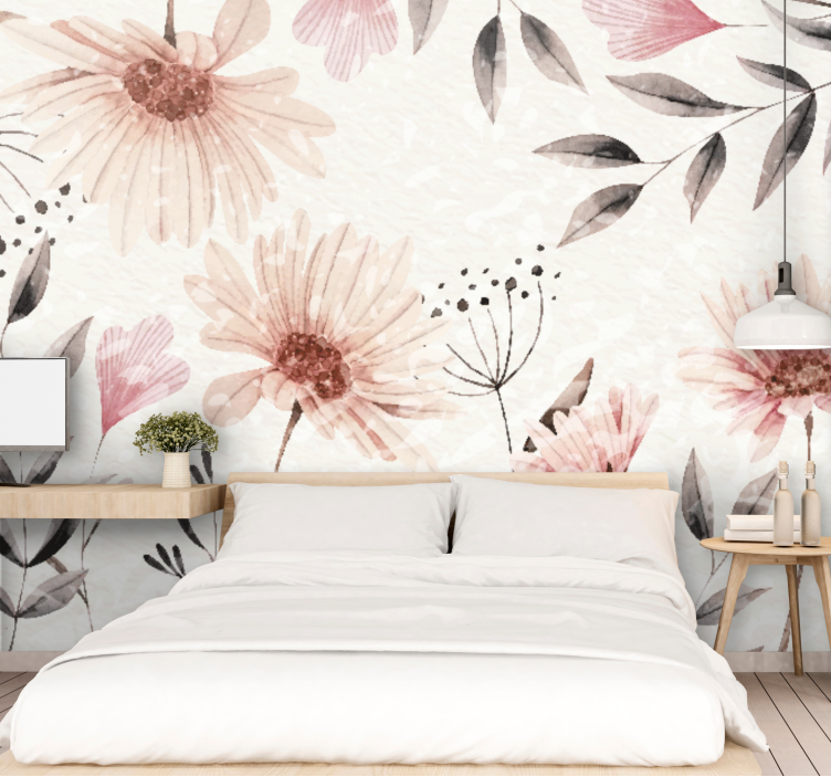 Fotobehang bloemen roze bloemendesign - TenStickers