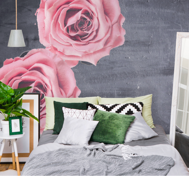 Fotobehang bloemen roze rozen detail - TenStickers