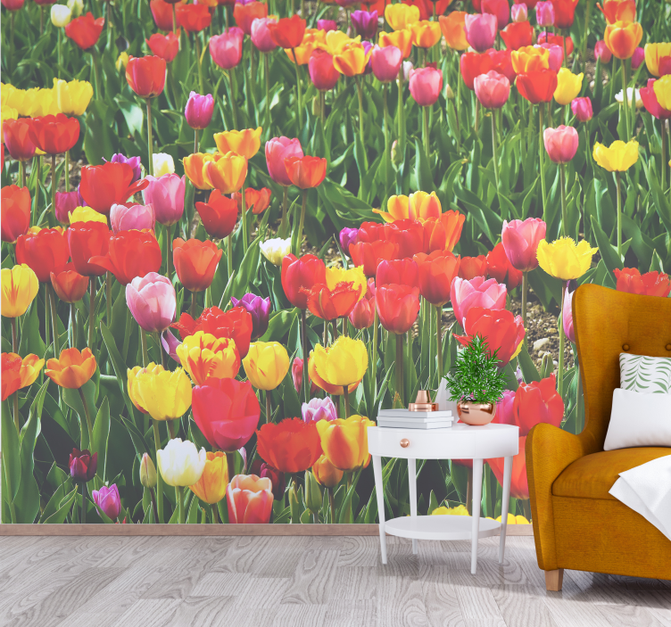 Fotobehang bloemen tulpenveld bloei - TenStickers