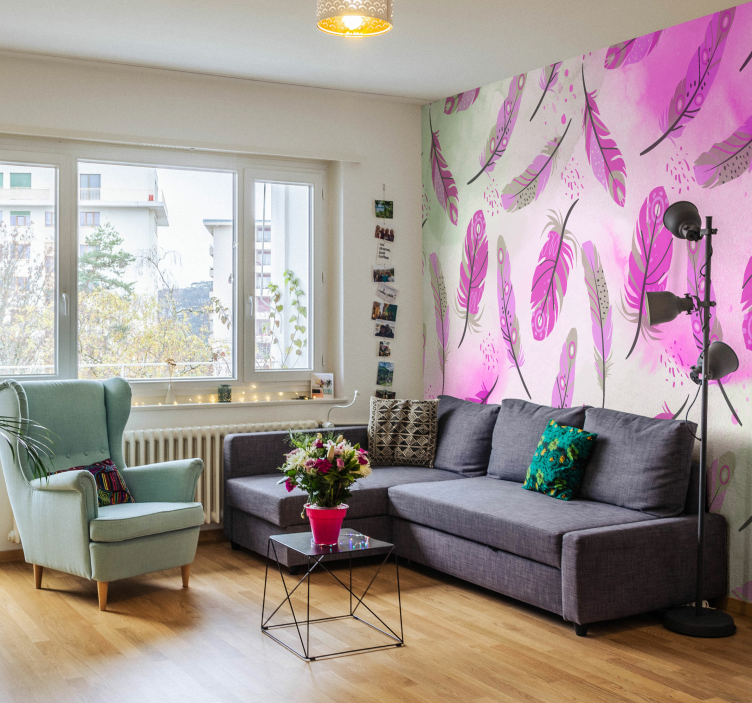 Fotobehang boho stijl veren - TenStickers