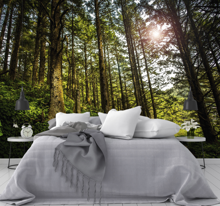 Natuurlijk fotobehang met veel groen en bomen - TenStickers