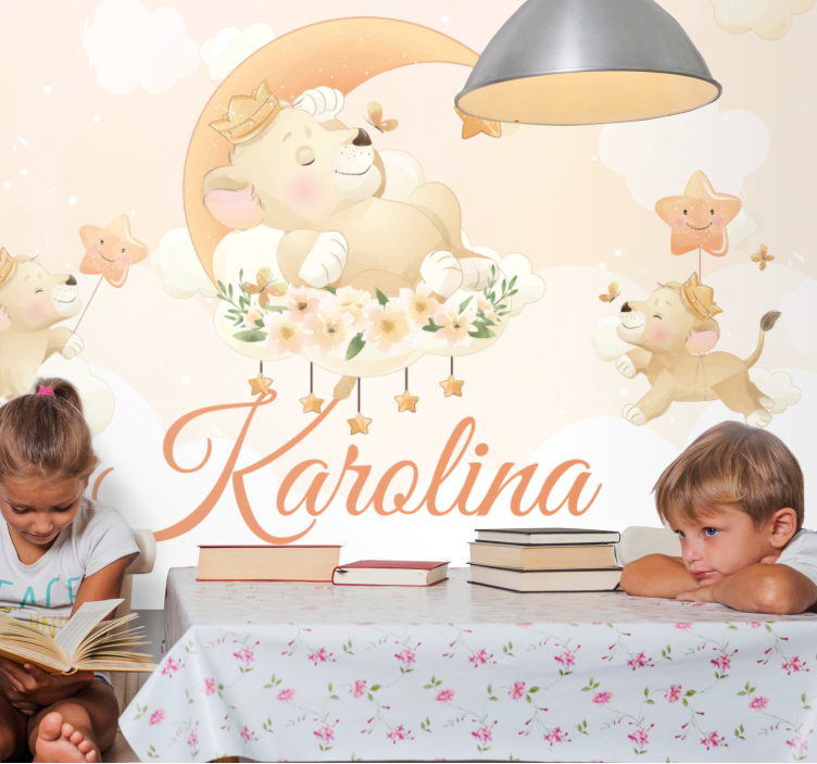 Fotobehang dieren dromerige leeuwenscène - TenStickers