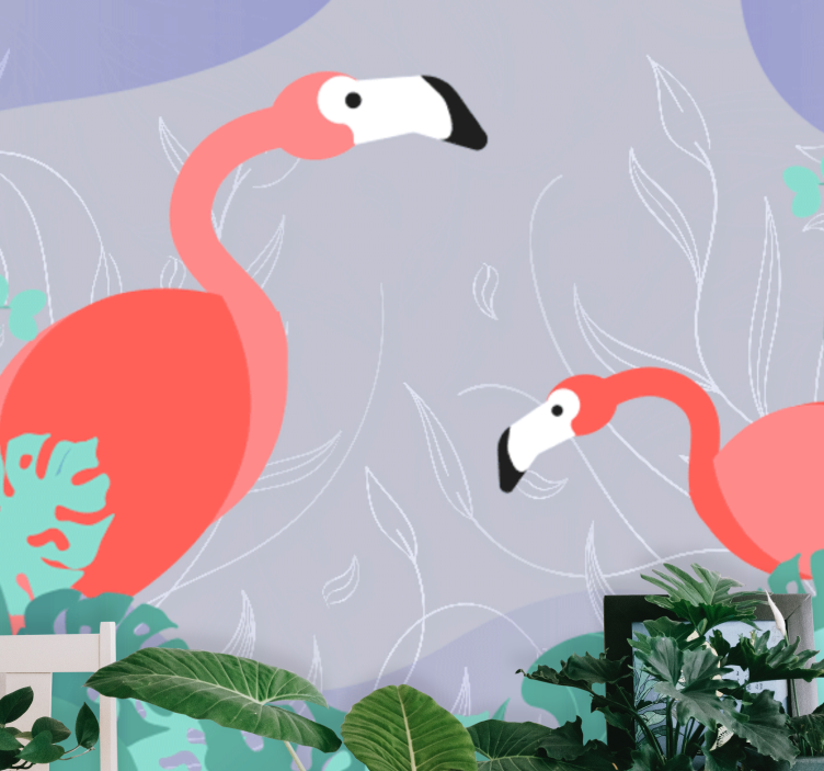 Fotobehang dieren flamingo familie - TenStickers