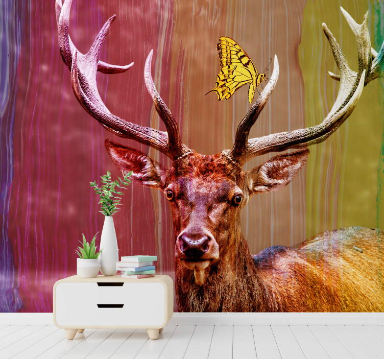 Fotobehang dieren majestueus hert hoofd - TenStickers
