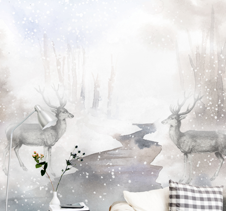 Fotobehang dieren majestueuze herten ontmoeting - TenStickers