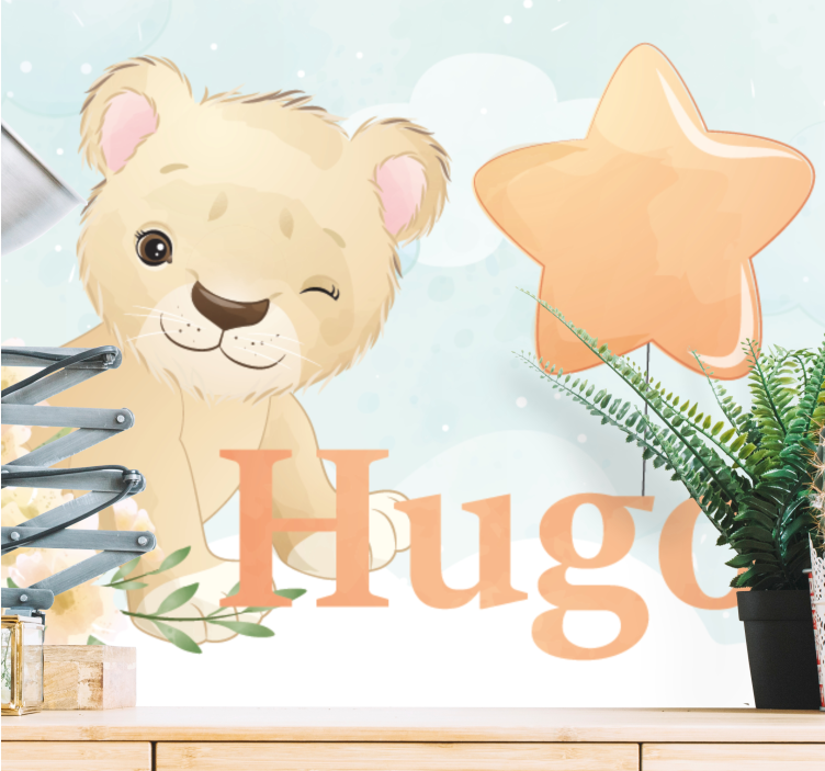 Fotobehang dieren schattig leeuwtje karakter - TenStickers