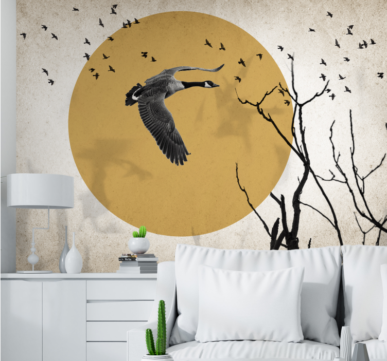 Fotobehang dieren vliegende gans silhouet - TenStickers