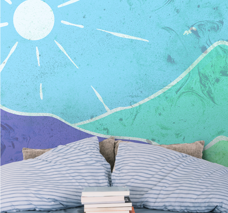 Fotobehang landschap bergachtig landschap scène - TenStickers