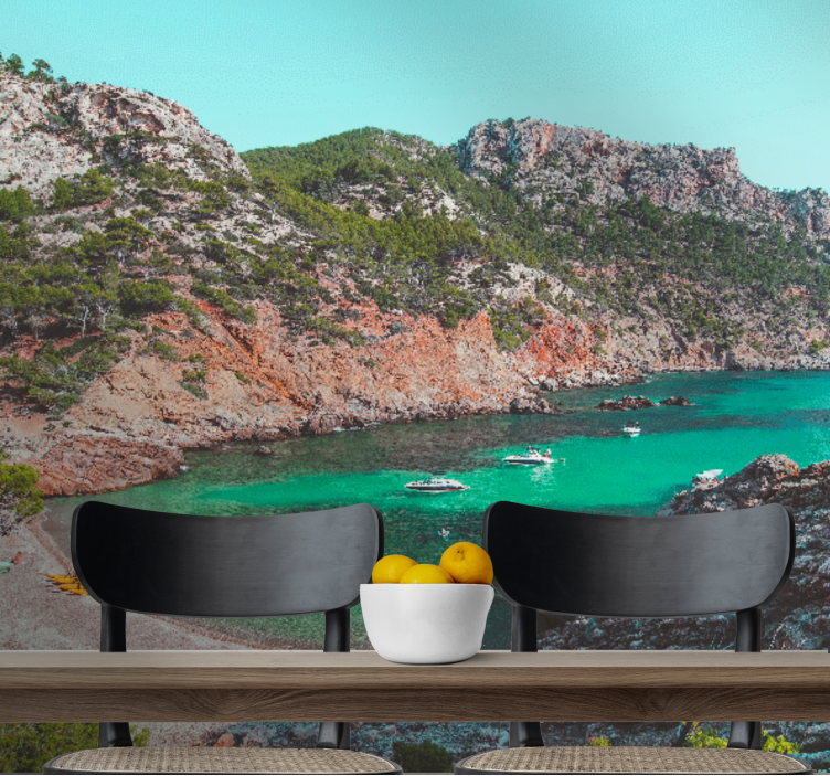 Fotobehang landschap cove zeeboeven uitzicht - TenStickers