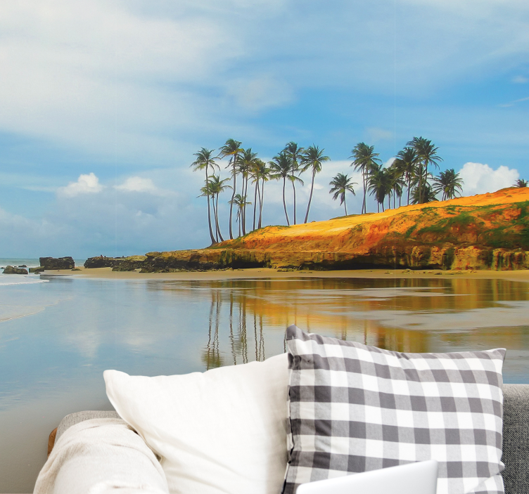 Fotobehang landschap palmboom reflectie - TenStickers