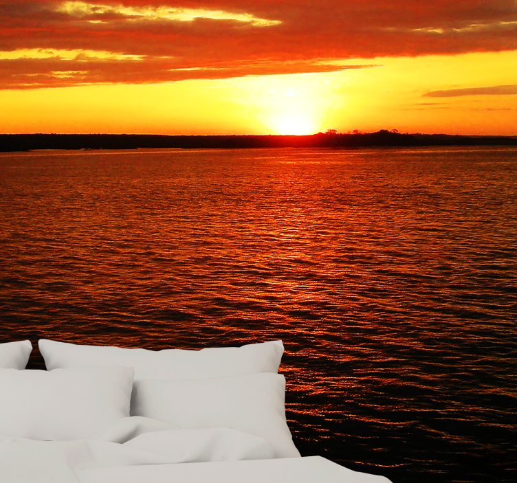 Fotobehang landschap schemering boven de oceaan - TenStickers