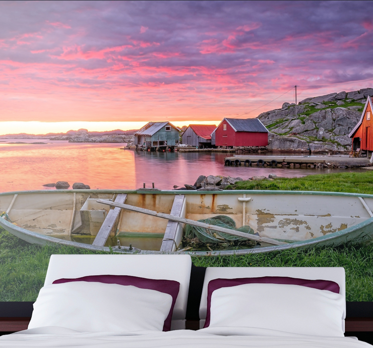 Fotobehang landschap schilderachtig kustdorp - TenStickers