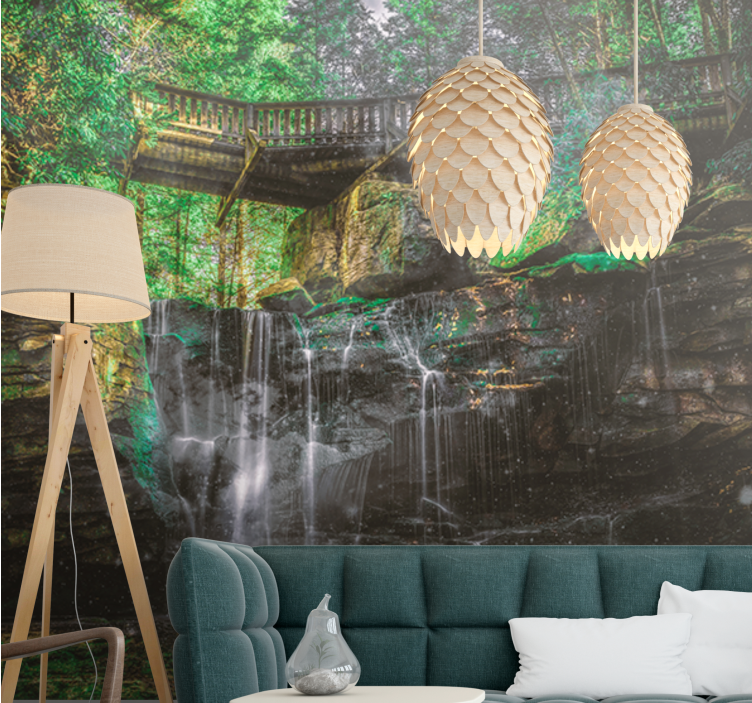 Fotobehang landschap waterval uitzicht - TenStickers