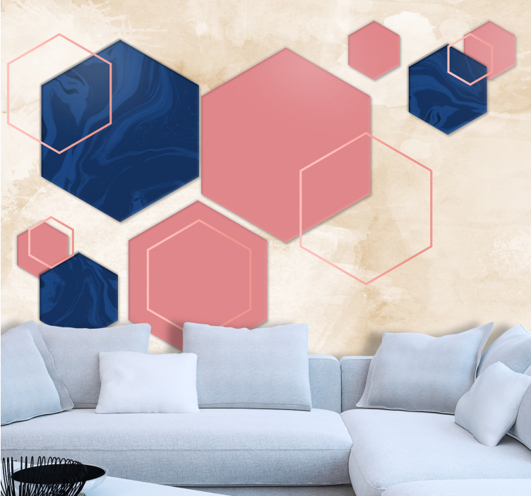 Fotobehang lijnen geometrische hexagonale patronen - TenStickers