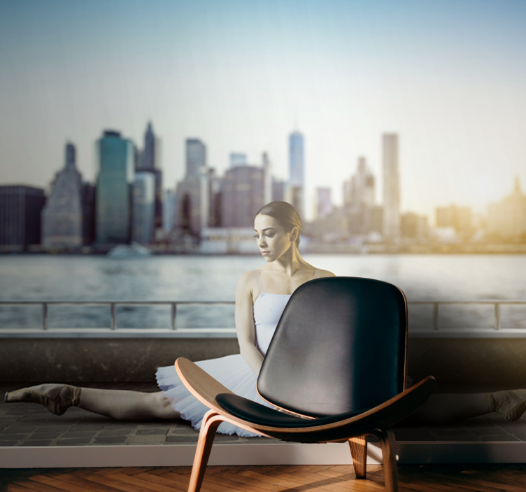 Fotobehang mensen balletdanser stadsgezicht - TenStickers