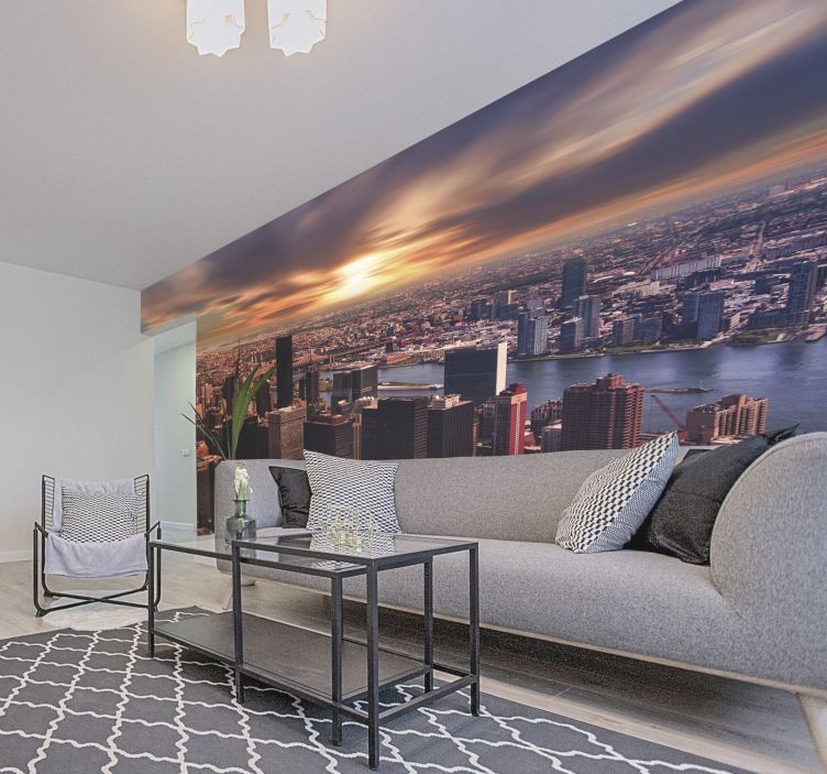 Fotobehang stad New York city in de morgen - TenStickers