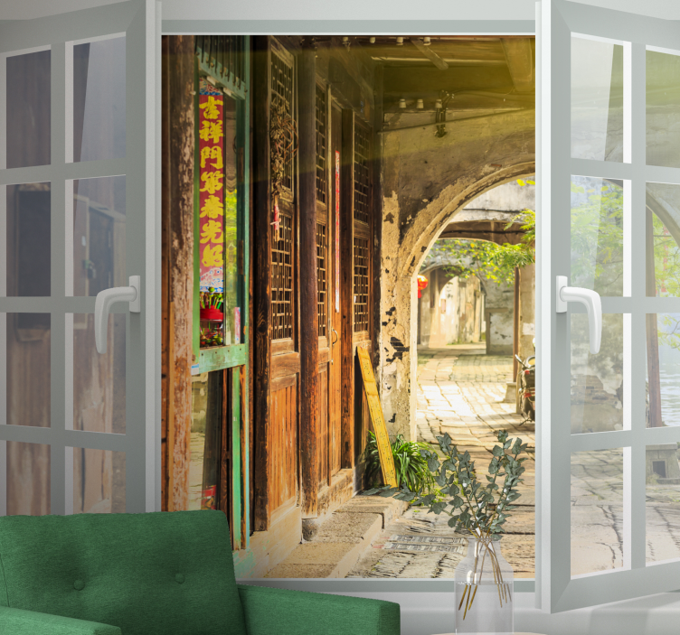 Fotobehang steden en landen sfeervolle steeg scene - TenStickers