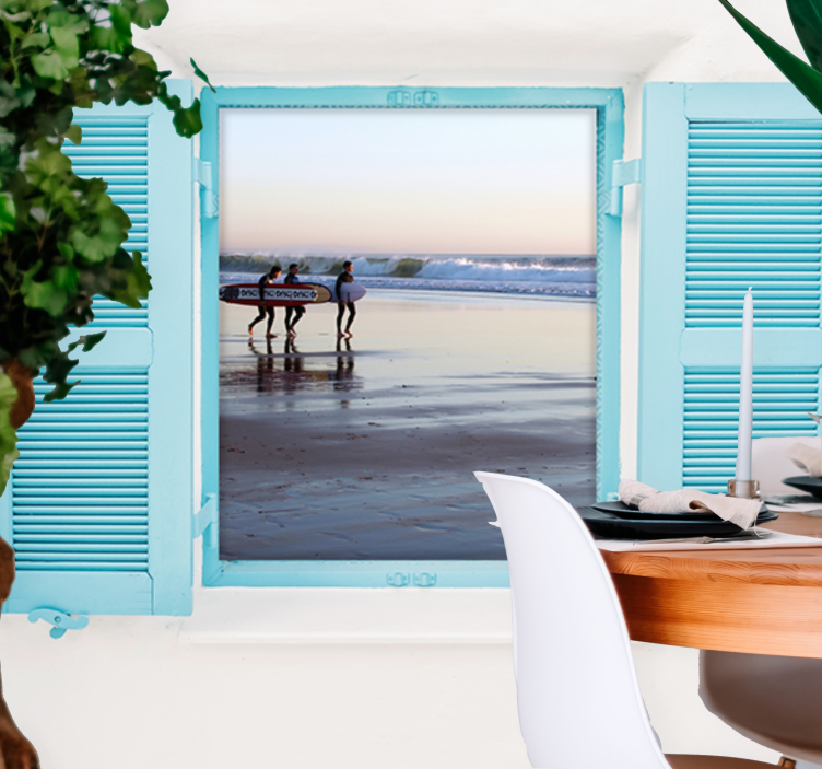 Fotobehang steden en landen surfscene op het strand - TenStickers