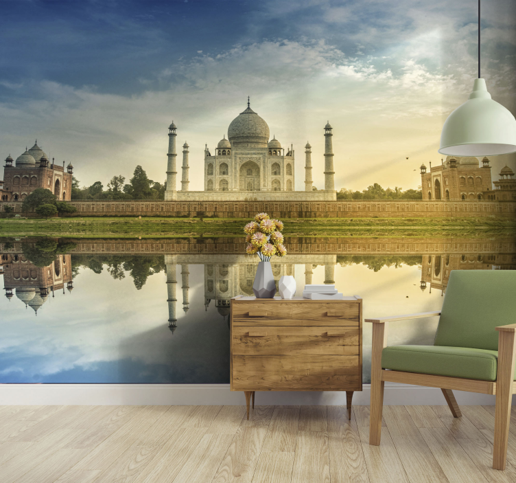 Fotobehang steden en landen taj mahal spiegelbeeld - TenStickers