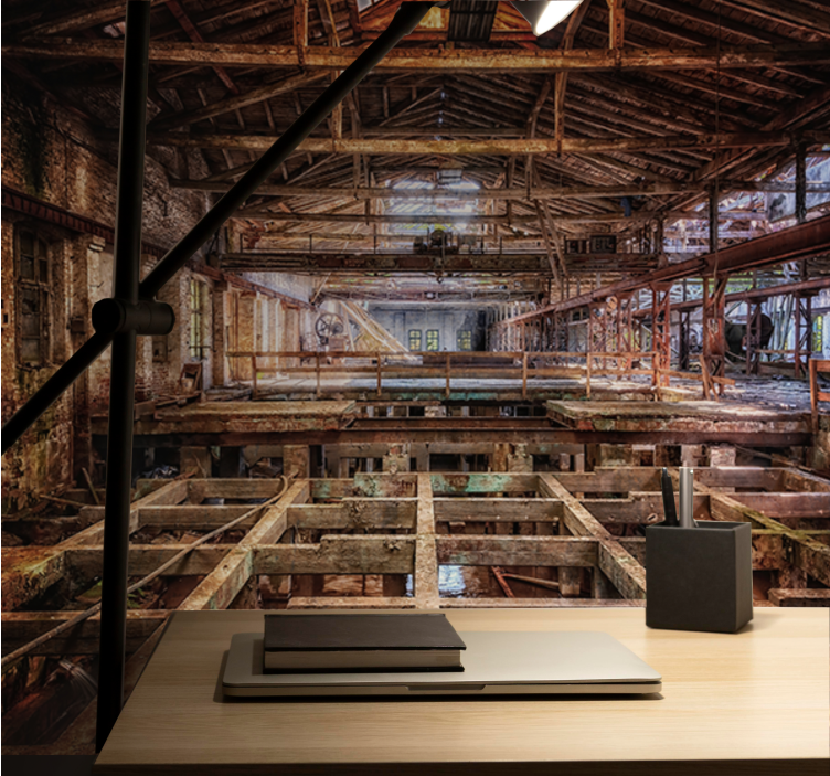 Fotobehang steden en landen vervallen industriële ruimte - TenStickers