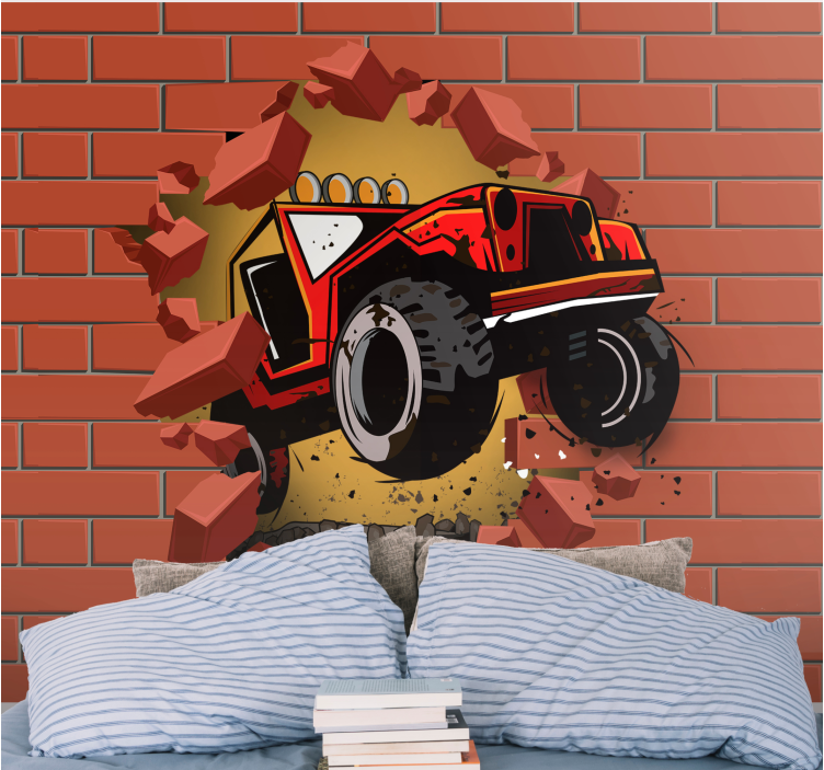 Fotobehang voertuigen rode monstertruck - TenStickers