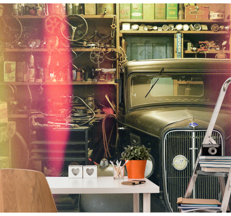 Fotobehang voertuigen vintage automobiel tentoonstelling - TenStickers